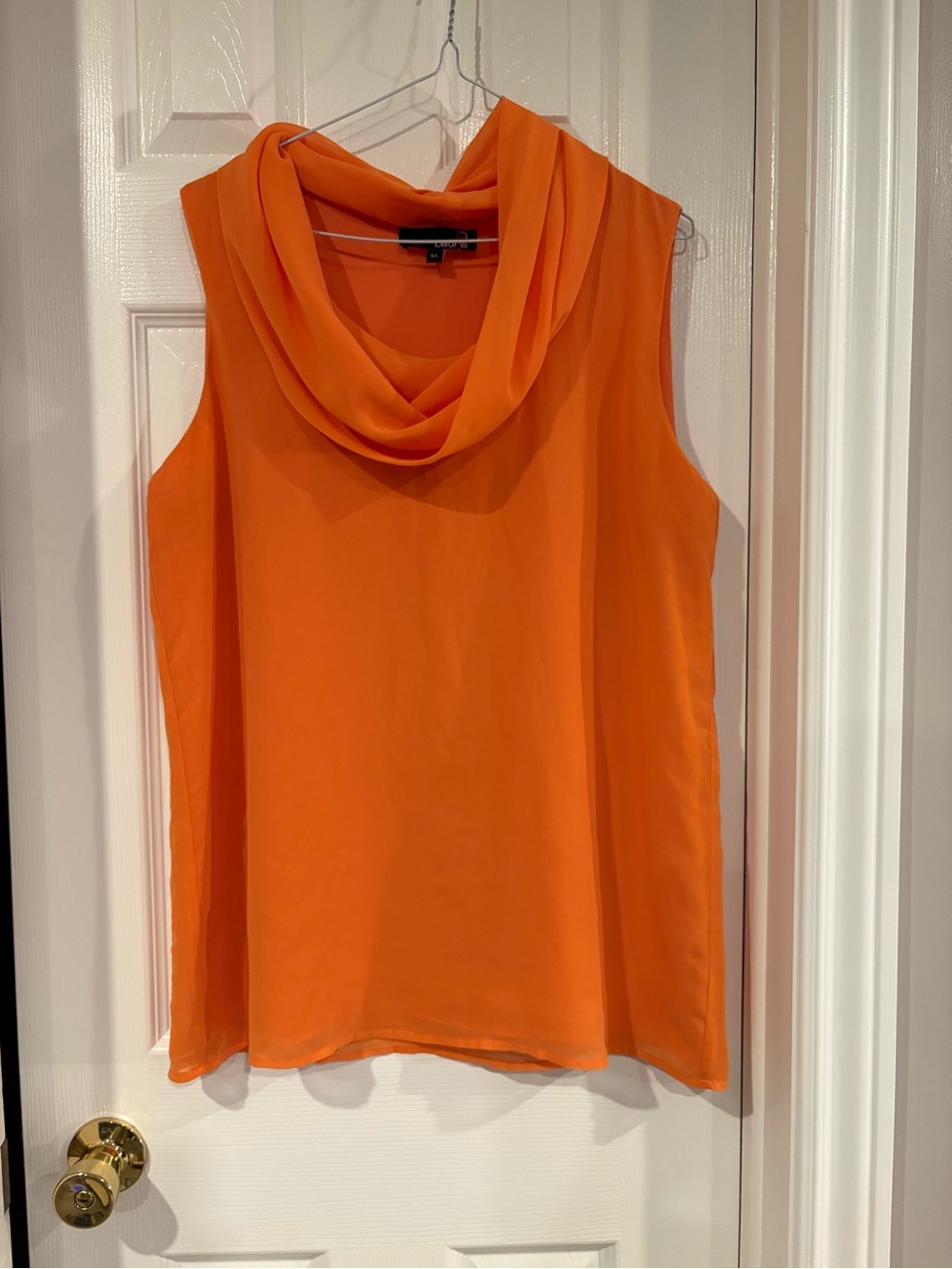 Laura Sleeveless Cowl Neck top in Vibrant Orange